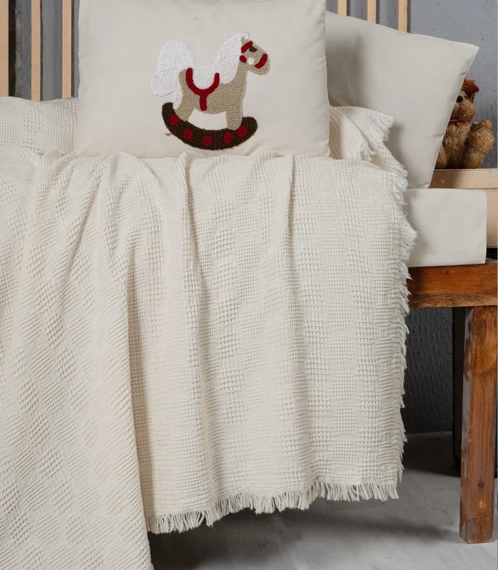 Kanz Bebek Waffle Müslin Nakışlı Pike Knz-021 Ponny
