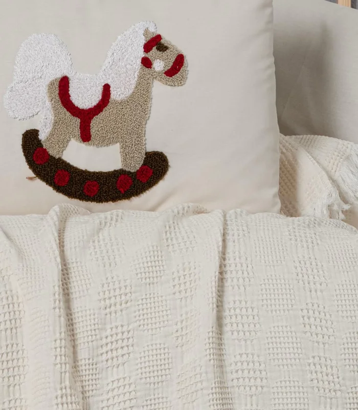Kanz Bebek Waffle Müslin Nakışlı Pike Knz-021 Ponny