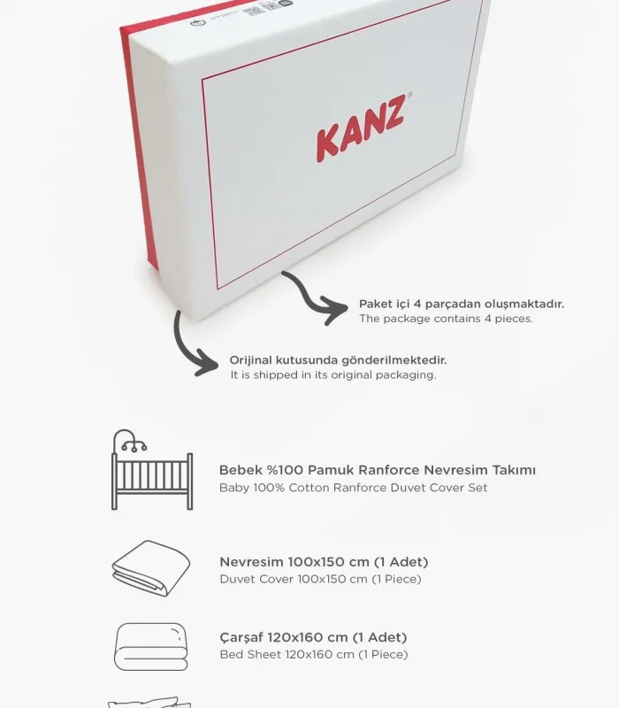 Kanz Ranforce Bebek Nevresim Takımı Knz-001 Elephant