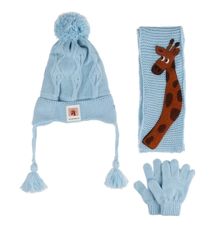 Kitti Bebe Erkek Atkı Bere Eldiven Takım (1-4 Yaş) K24160-09 Açık Mavi