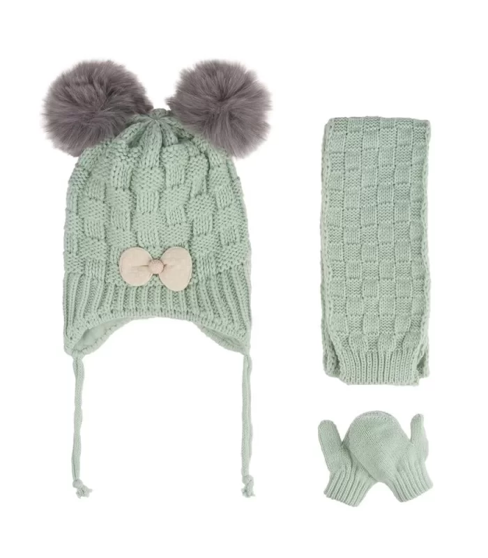 Kitti Bebe Kız Atkı Bere Eldiven (0-18 Ay) K24150-04 Mint