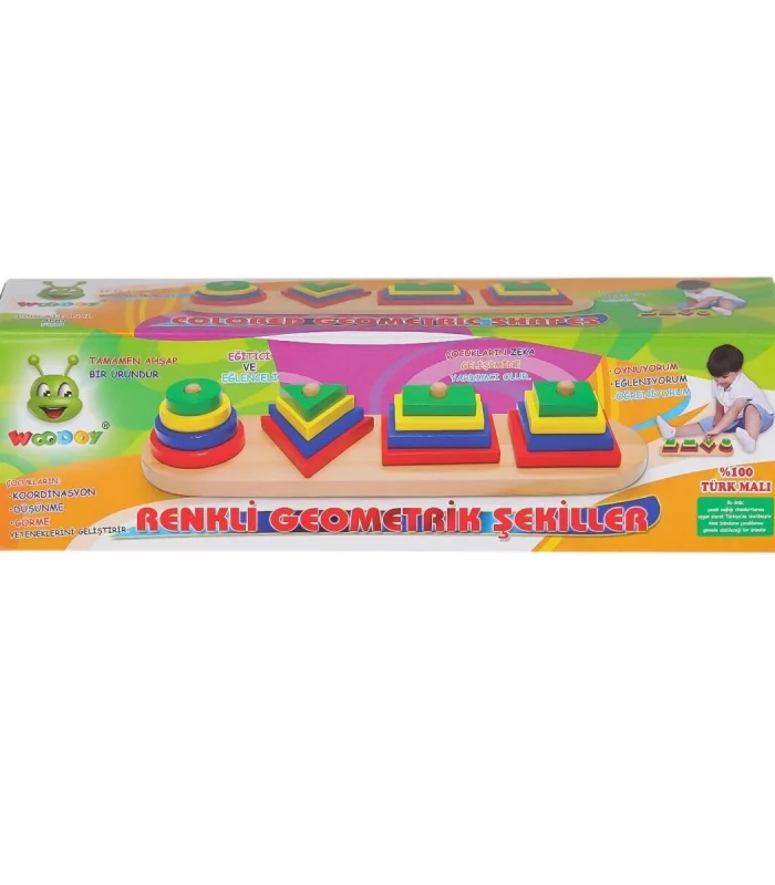 KR006 Woodoy Renkli Geometrik Şekiller -Karsan  Oyuncak
