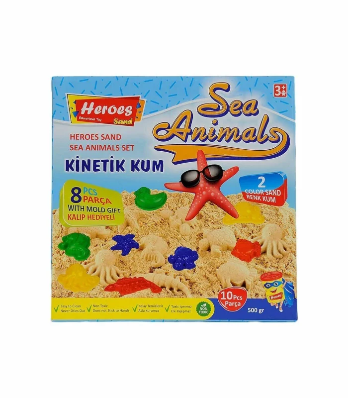 KUM-040 500GR HEROES KİNETİK KUM DENİZ HAYVANLI KALIPLI SET