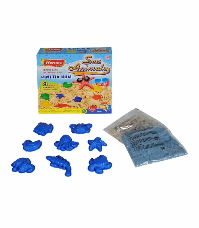 KUM-040 500GR HEROES KİNETİK KUM DENİZ HAYVANLI KALIPLI SET