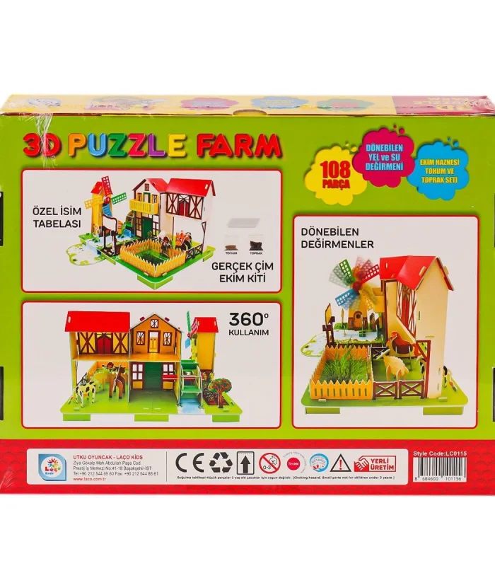 LC0115 3D Boyutlu Çiftlik Puzzle -Laçokids