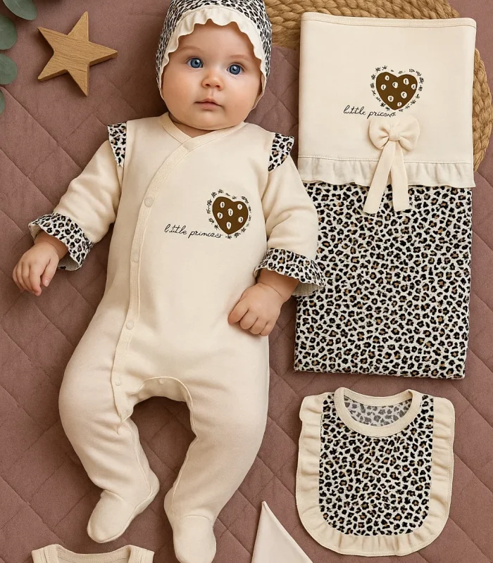 Leopar Desenli 8li Set Yeni Doğan