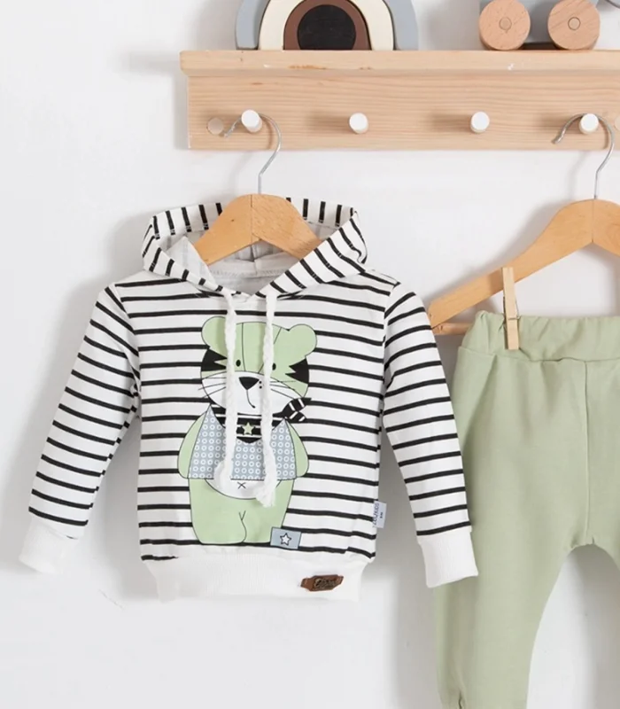 Look Bear 2li Kapişonlu Erkek Bebek Takım