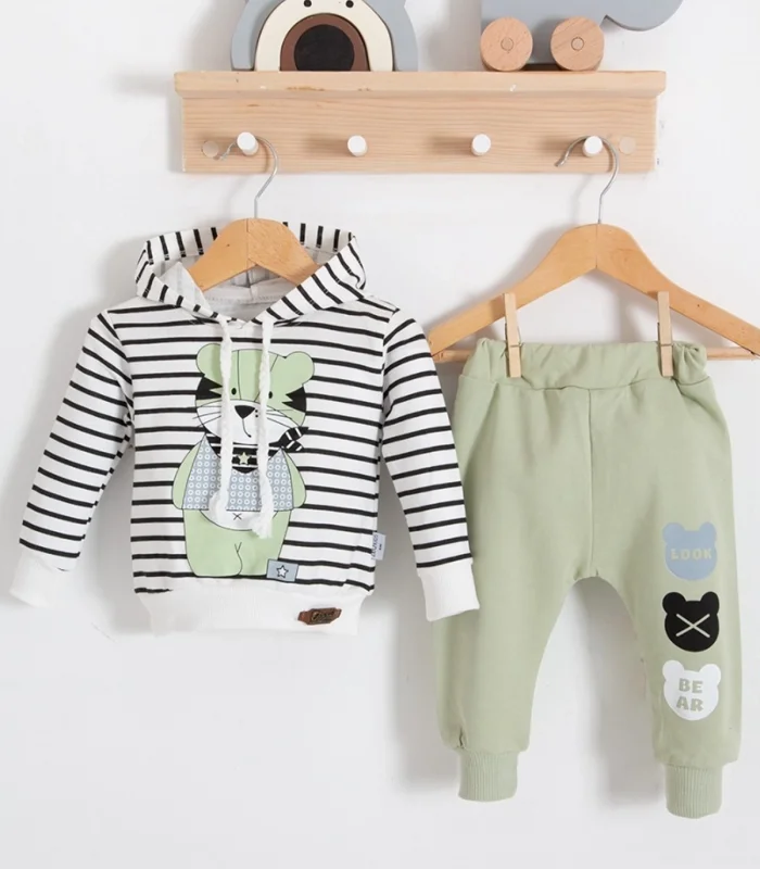 Look Bear 2li Kapişonlu Erkek Bebek Takım