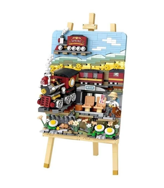 LZ-1296 LOZ TREN İSTASYONU AHŞAP BOYAMA 758 PARÇA BLOCK OYUNCAK