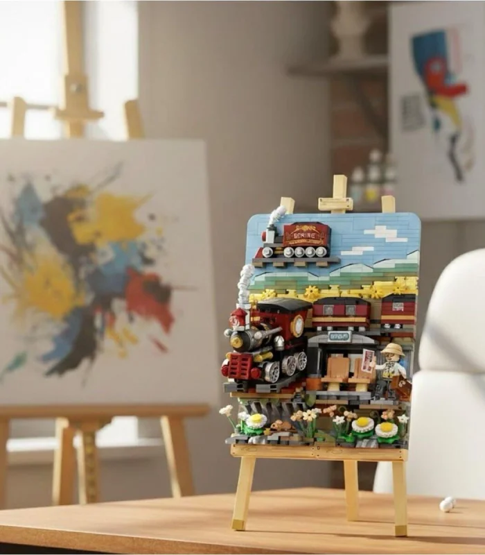 LZ-1296 LOZ TREN İSTASYONU AHŞAP BOYAMA 758 PARÇA BLOCK OYUNCAK