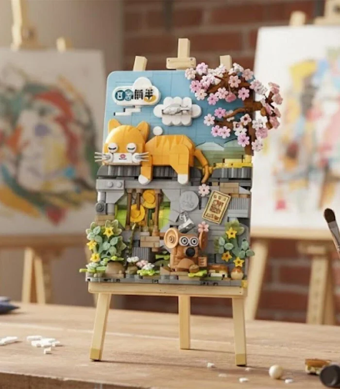 LZ1386 LOZ  YATAN KEDİ AHŞAP BOYAMA   BLOCK OYUNCAK 787 PARÇA