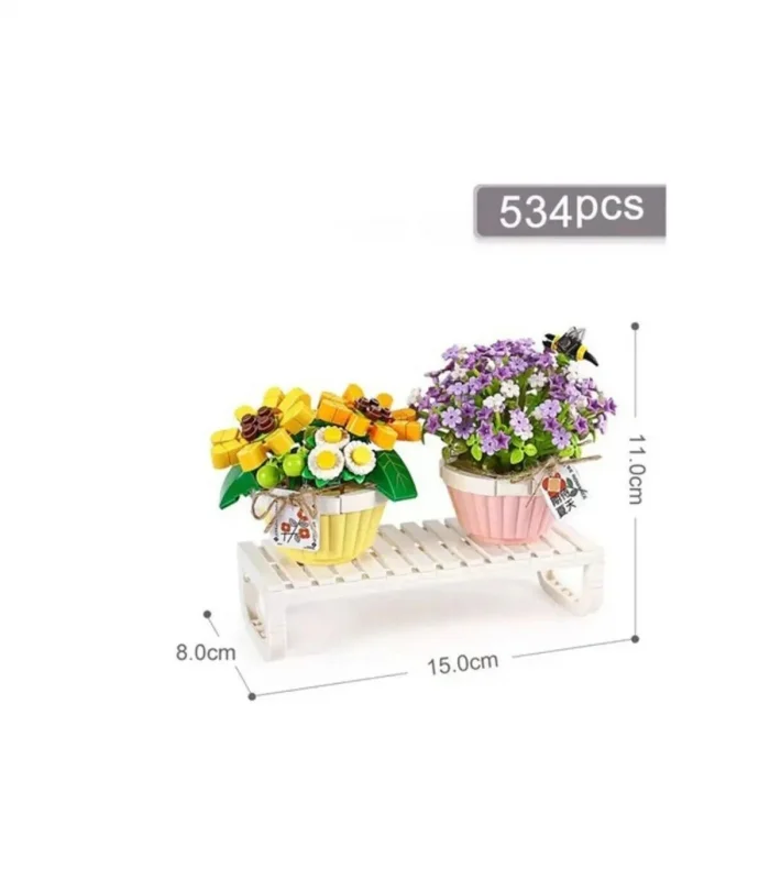 LZ1674 LOZ Eternal Flowers Serisi - Saksıda Çiçekler Letters from Spring Baby’s Breath Daisy With Bee 534 Parça Yapım Seti