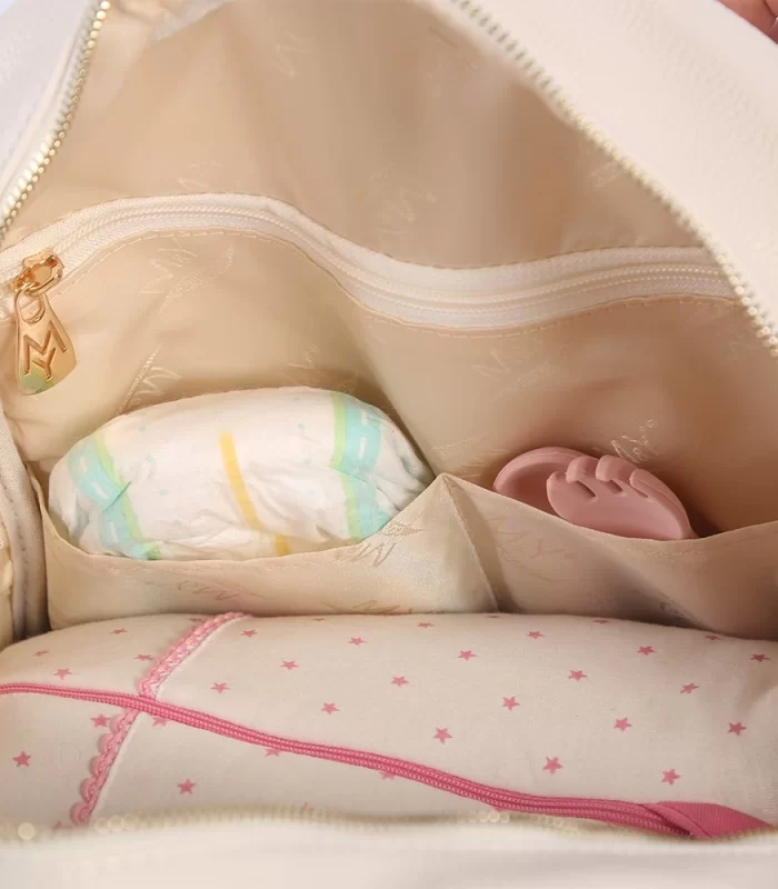 M&Y Dust Deri Anne Bebek Bakım Sırt Çantası 7130 Krem