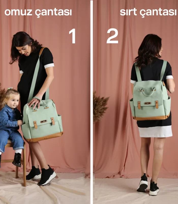 M&Y Holifera Deri Anne Bebek Bakım Sırt Çantası 7260 Siyah
