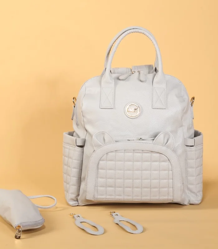 M&y Kitty Deri Anne Bebek Bakım Sırt Çantası 7271 Gri