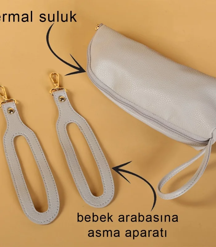 M&y Kitty Deri Anne Bebek Bakım Sırt Çantası 7271 Gri