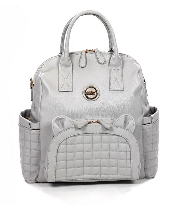 M&y Kitty Deri Anne Bebek Bakım Sırt Çantası 7271 Gri