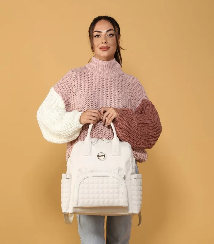 M&y Kitty Deri Anne Bebek Bakım Sırt Çantası 7271 Krem