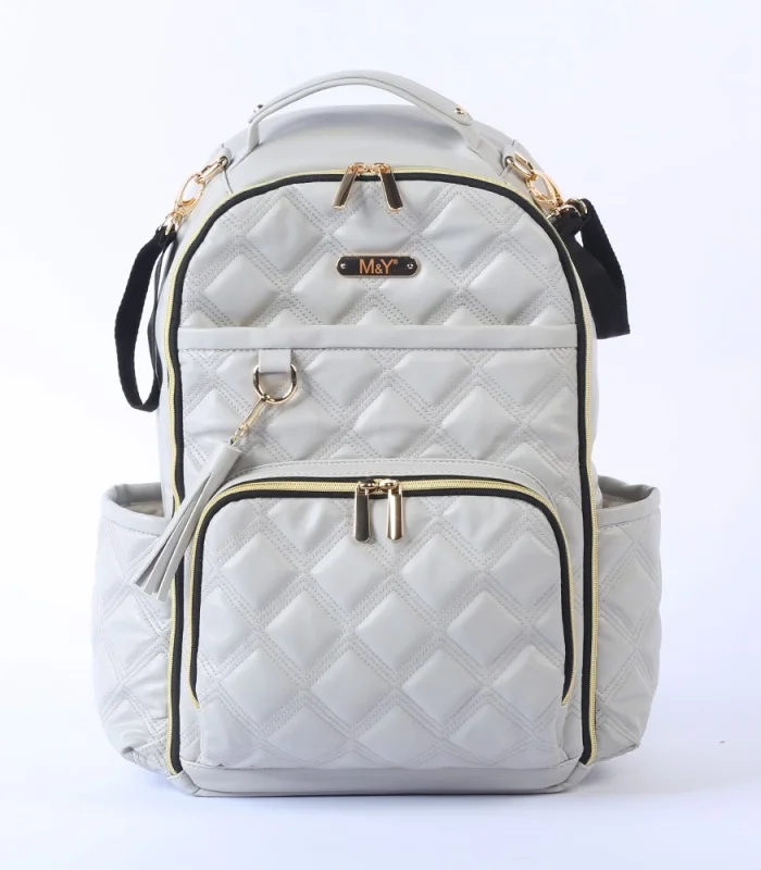 M&Y Oeste Deri Anne Bebek Bakım Sırt Çantası 7300 Gri