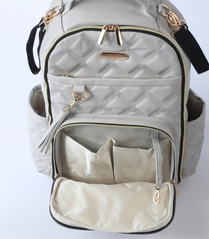 M&Y Oeste Deri Anne Bebek Bakım Sırt Çantası 7300 Gri