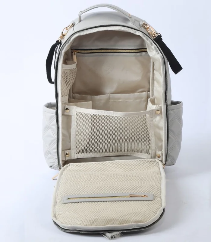 M&Y Oeste Deri Anne Bebek Bakım Sırt Çantası 7300 Gri