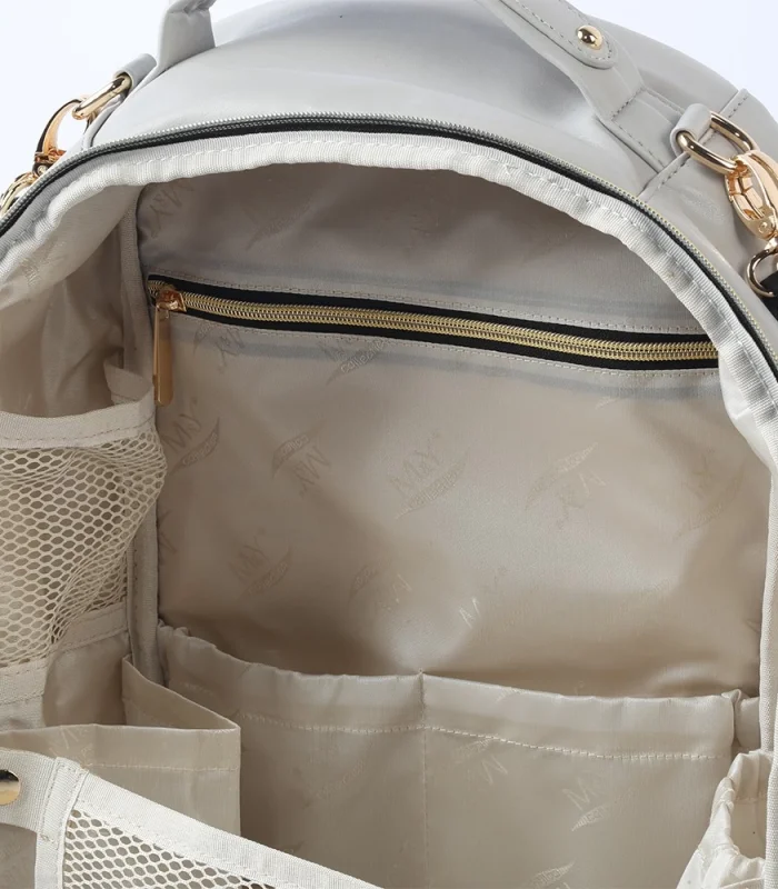 M&Y Oeste Deri Anne Bebek Bakım Sırt Çantası 7300 Gri