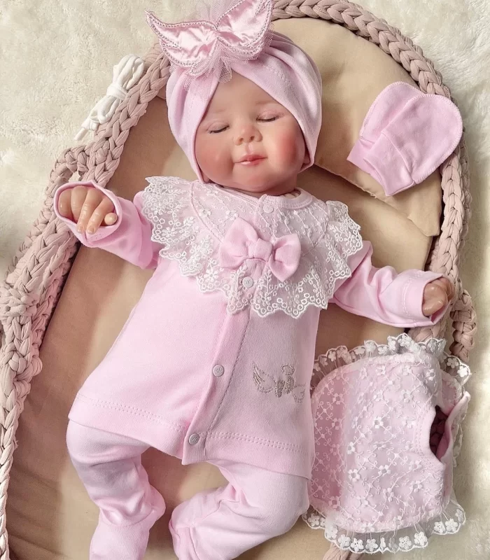 Melek Kanatlı 5li Kız Bebek Hastane Çıkış Seti Pembe