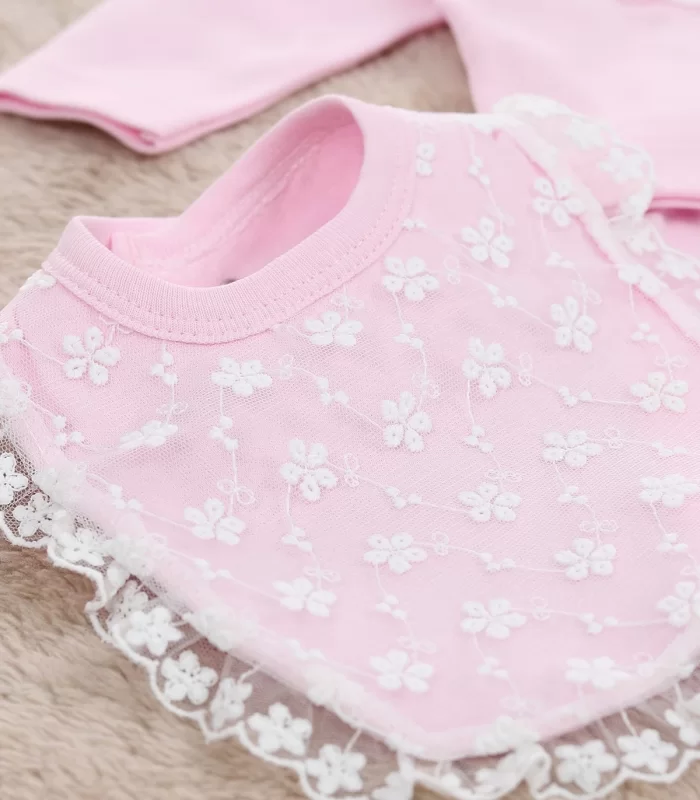 Melek Kanatlı 5li Kız Bebek Hastane Çıkış Seti Pembe