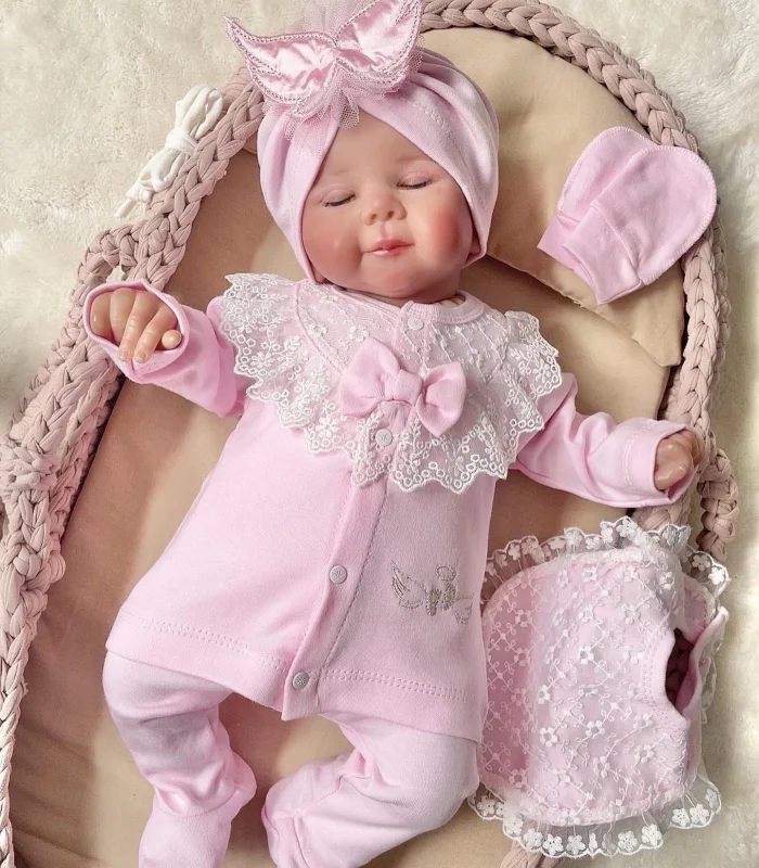 Melek Kanatlı 5li Kız Bebek Hastane Çıkış Seti Pembe
