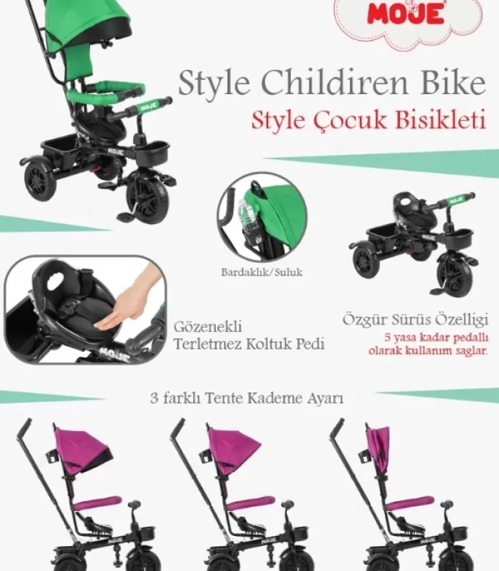 Moje Style 3 Tekerlekli Çocuk Bisikleti Haki