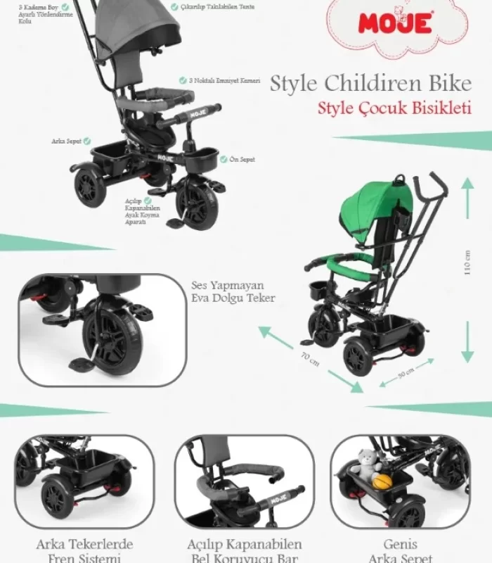 Moje Style 3 Tekerlekli Çocuk Bisikleti Sarı