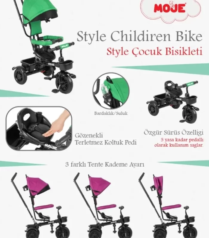 Moje Style 3 Tekerlekli Çocuk Bisikleti Sarı