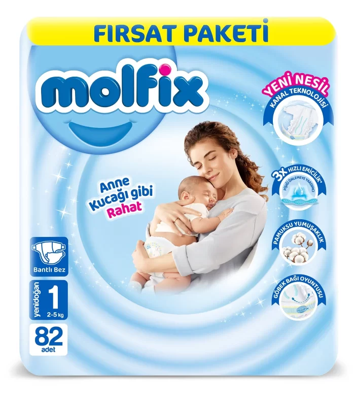 Molfix Bebek Bezi Fırsat Paketi 1 Beden 2-5 Kg 82 Adet