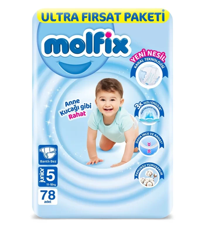 Molfix Bebek Bezi Ultra Fırsat Paketi 5 Beden 11-18 Kg 78 Adet