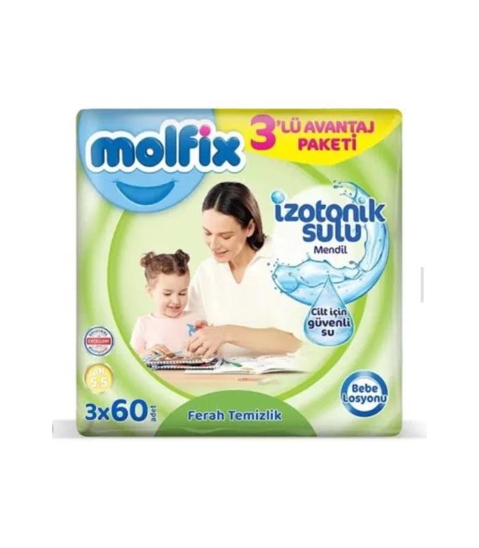 Molfix İzotonik Sulu Ferah Temizlik Islak Havlu Mendil 3Lü 180 Yaprak