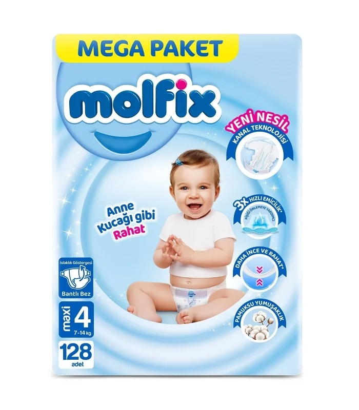 Molfix Mega Paket Bebek Bezi 4 Beden 7-14 Kg 128 Adet