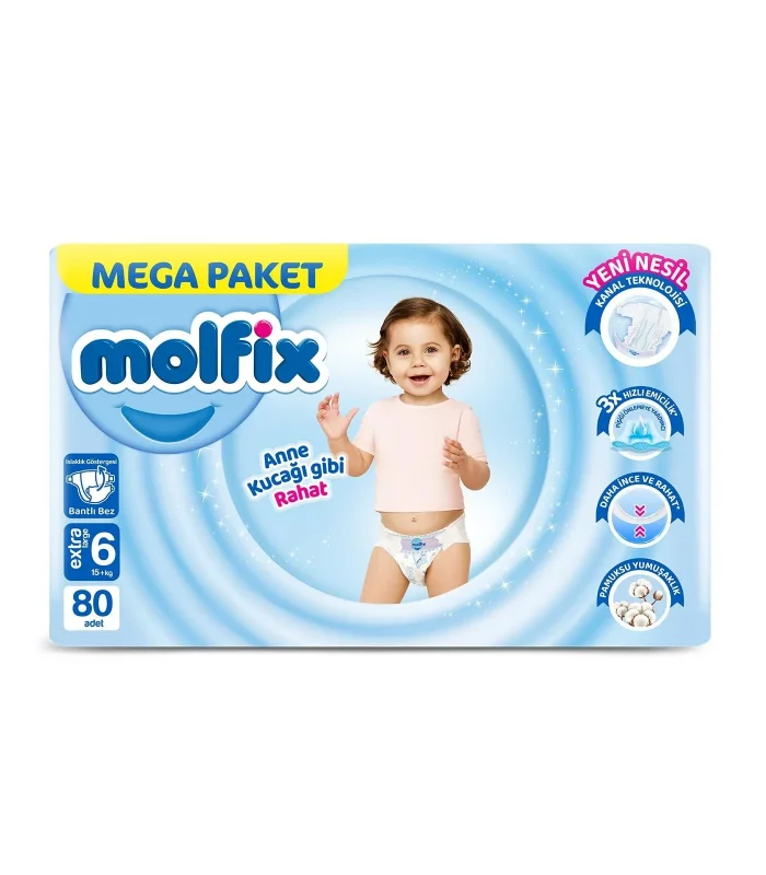 Molfix Mega Paket Bebek Bezi 6 Beden 15+ Kg 80 Adet