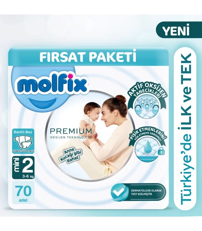 Molfix Premium Bebek Bezi Fırsat Paketi 2 Beden 3-6 Kg 70 Adet