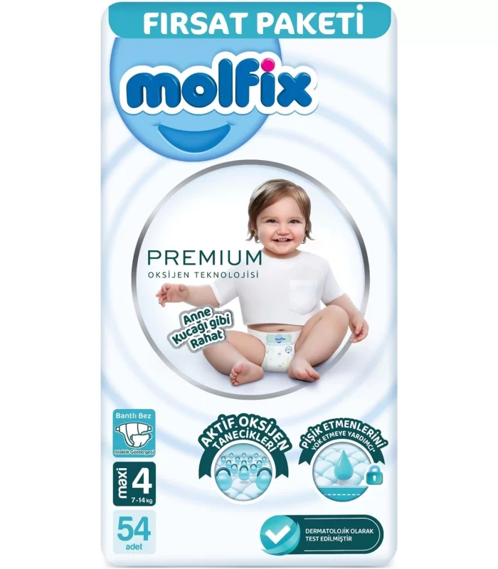 Molfix Premium Bebek Bezi Fırsat Paketi 4 Beden 7-14 Kg 54 Adet