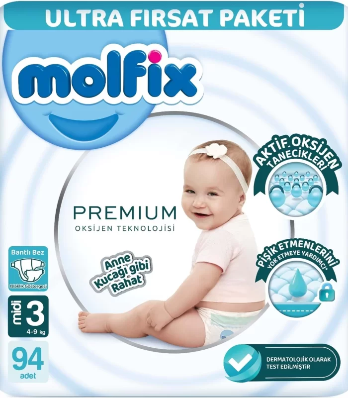 Molfix Premium Bebek Bezi Ultra Fırsat Paketi 3 Beden 4-9 Kg 94 Adet