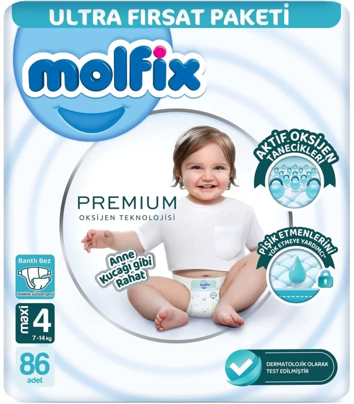 Molfix Premium Bebek Bezi Ultra Fırsat Paketi 4 Beden 7-14 Kg 86 Adet
