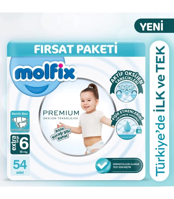 Molfix Premium Bebek Bezi Ultra Fırsat Paketi 6 Beden 15+ Kg 54 Adet
