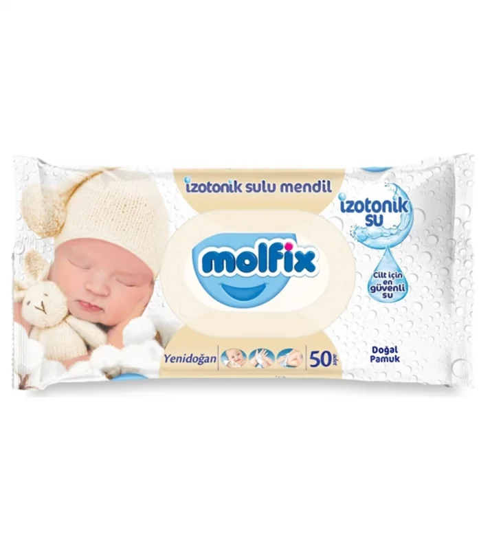 Molfix Yenidoğan İzotonik Sulu Doğal Pamuk Islak Havlu Mendil 3Lü 150 Yaprak