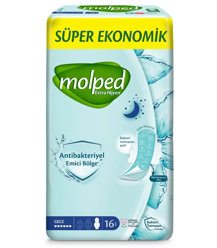 Molped Ekstra Hijyen Gece Ped Süper Eko 16 Adet