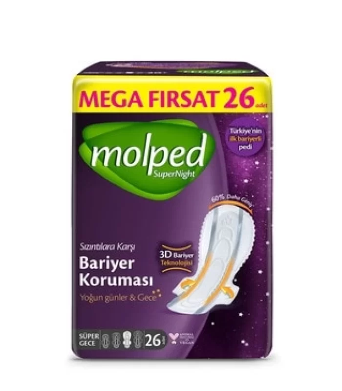 Molped Süpernight Süper Gece Ped 26 Adet