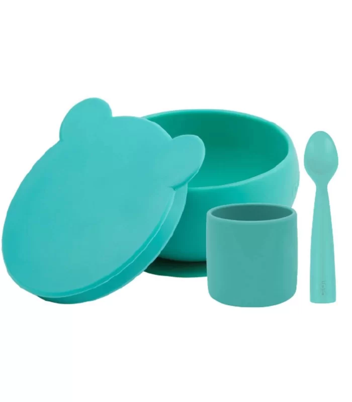 Oioi Blw I Silikon Beslenme Seti 3lü (kaseli) Aqua Green