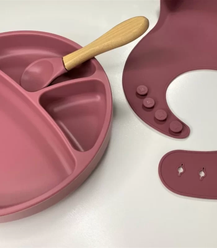 Oioi Blw Iı Silikon Beslenme Seti 3lü (tabaklı) Velvet Rose