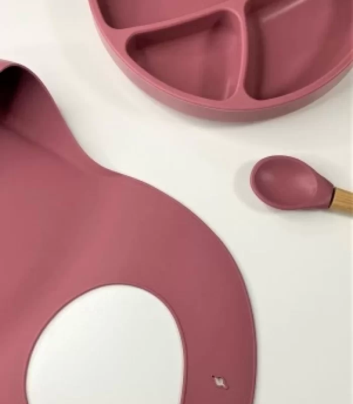 Oioi Blw Iı Silikon Beslenme Seti 3lü (tabaklı) Velvet Rose
