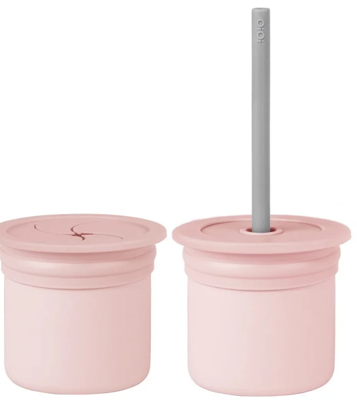Oioi Ham+hüp Pipetli Silikon Bardak Seti Pinky Pink / Powder Grey