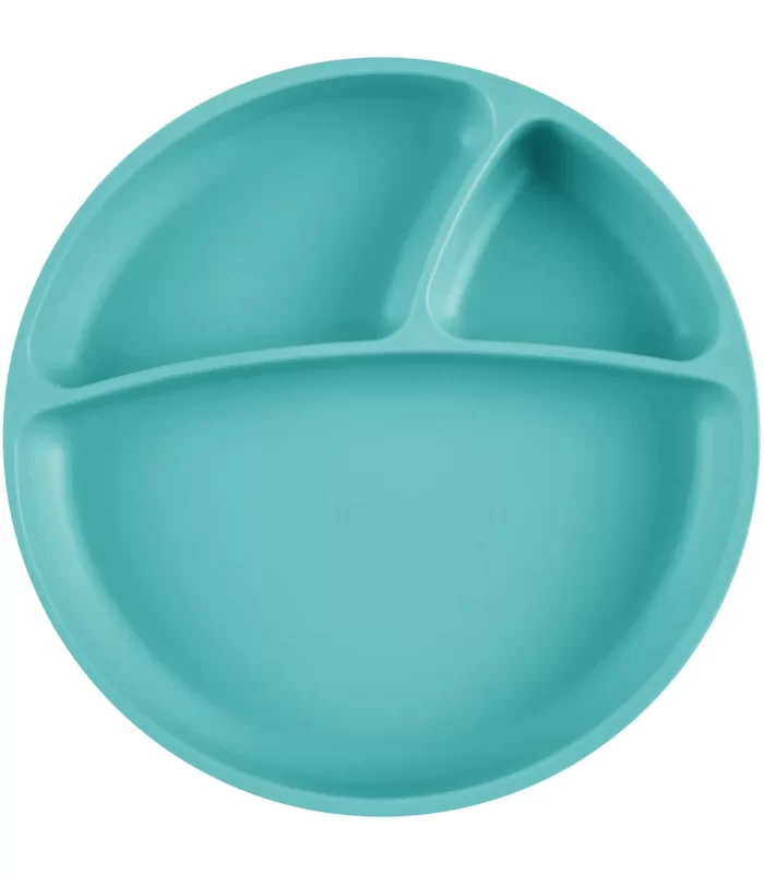 OiOi Porsiyon Vakum Tabanlı Silikon Tabak Aqua Green